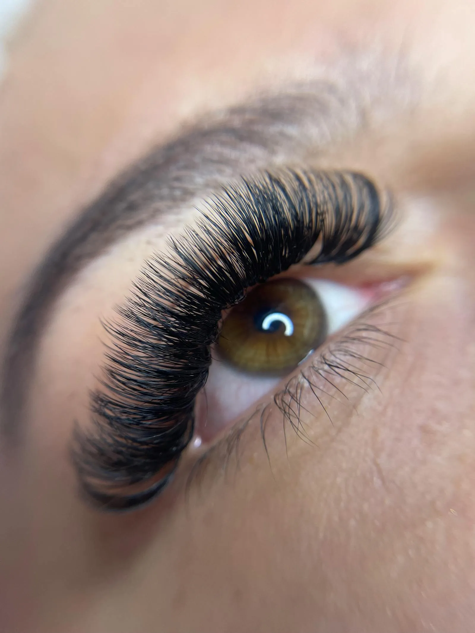 Natural-looking lash extensions close-up