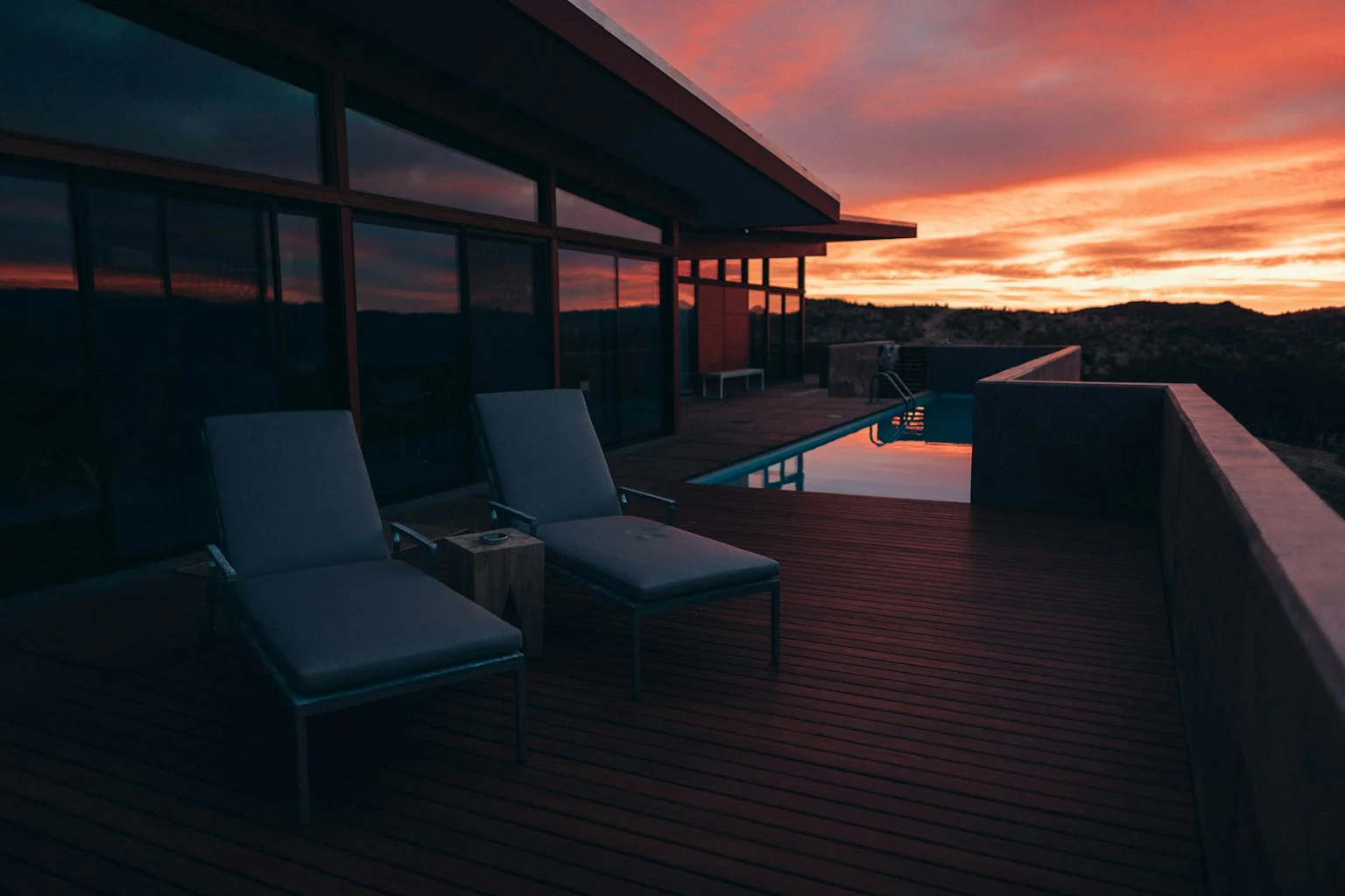 Terrace lounge with sunset view